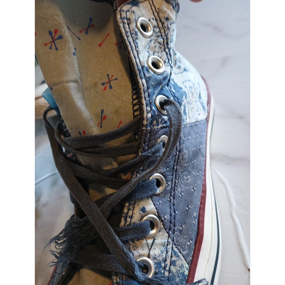 Y2K Style Disstresed Womens Convers All Star Rare Patch Work Denim Graphic Sz7.5 - Picture 12 of 16